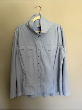 Duluth Trading Sol Survivor Sun Protection Shirt Jacket Women’s XL Blue Stripe